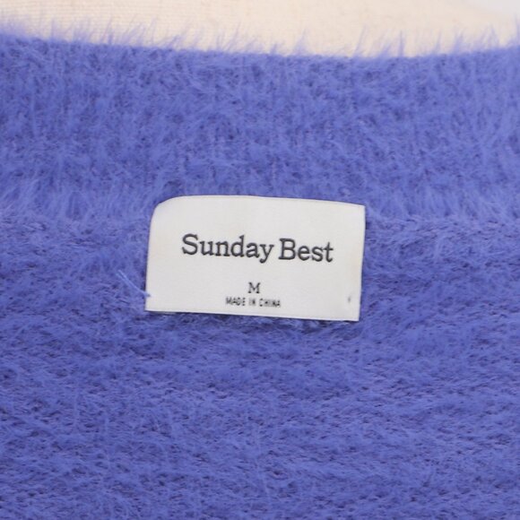 ARITZIA SUNDAY BEST Kitten V-neck Fuzzy Cropped Sweater in Peri Purple Size M - Picture 8 of 9